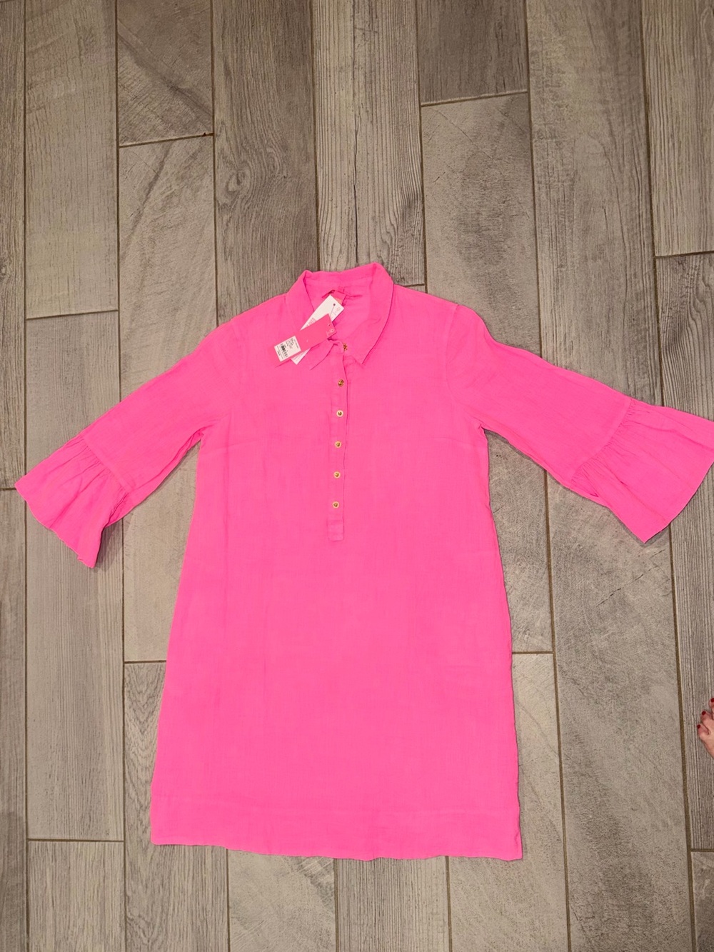 NWT Lilly Pulitzer Jazmyn Linen 3/4 Sleeve Tunic Dress Roxie Pink 6